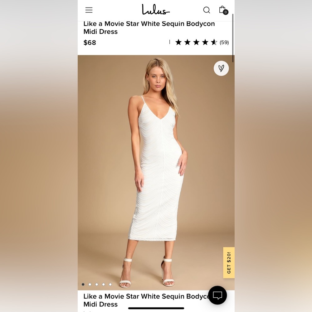 Lulus White Sequin Bodycon Midi Dress